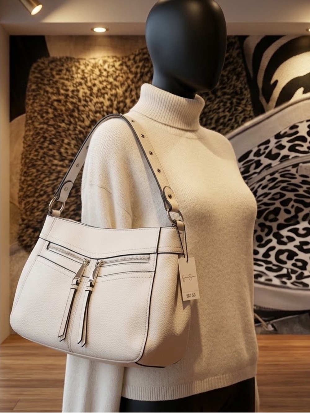 Jessica Simpson off-white / ivory faux leather shoulder bag